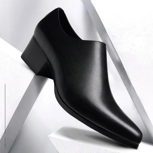 Men's Leather Business Shoes Slip-On Pointed Toe Loafers for Weddings and Daily Wear